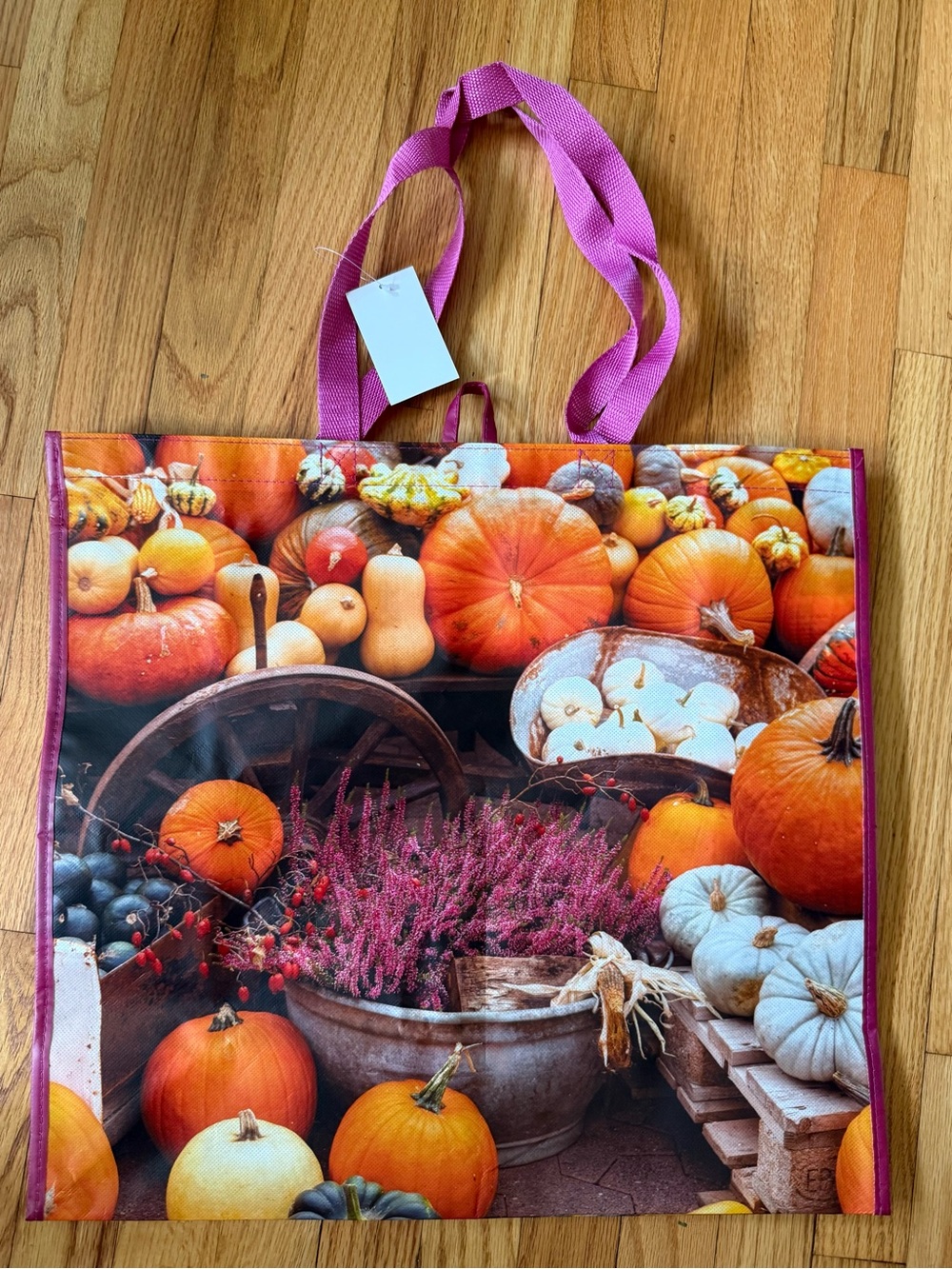 New reusable large fall theme plastic tote bag